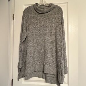 Miss Chievous Cozy Sweater Top Women’s Grey Cowl Neck Long Sleeve Slits Size M